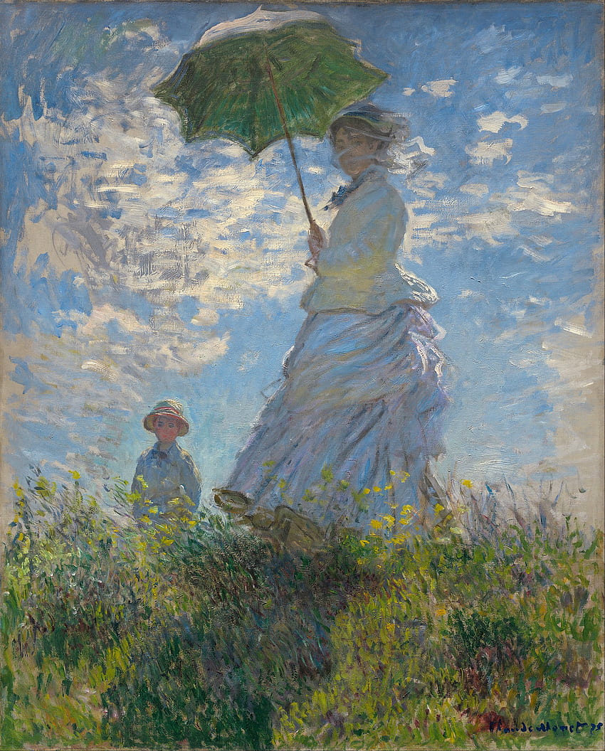 Claude Monet - Woman with a Parasol - Madame Monet and Her Son - Google Art, Claude Monet Paintings HD 전화 배경 화면