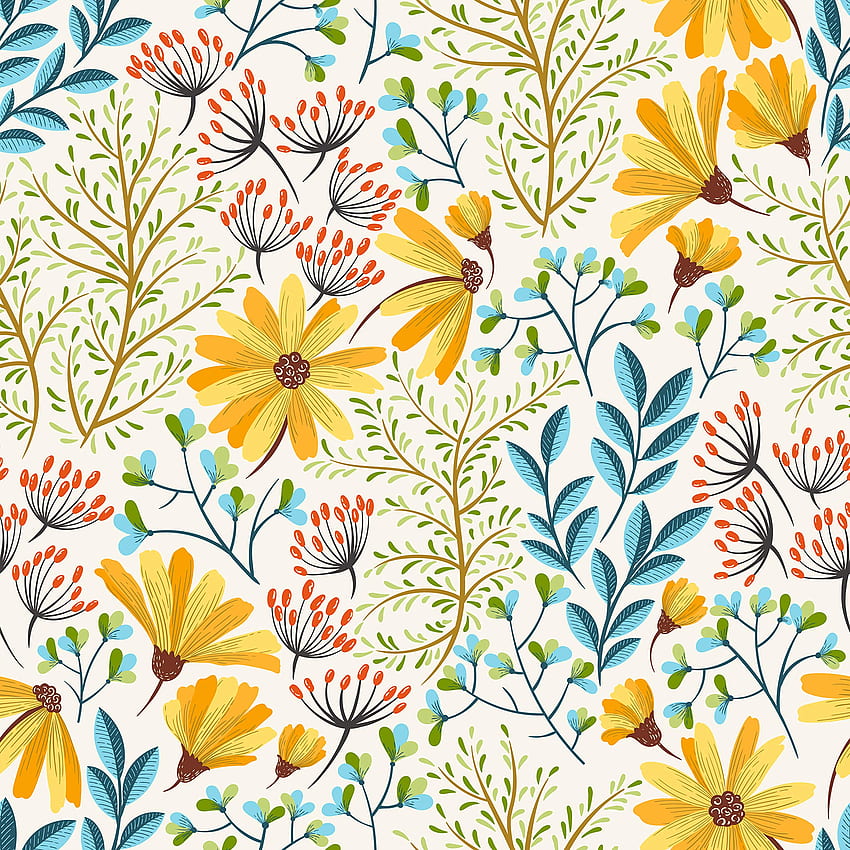 colorMEwalls Bunte Frühlings-Wildblumen – abziehen und aufkleben, selbstklebend, entfernbar (24 B x 96 H), Country Spring Flowers HD-Handy-Hintergrundbild