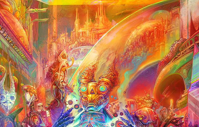 The City, Rainbow, Fantasy, Art, Creatures - Dan Terminus The Wrath Of Code - - HD wallpaper