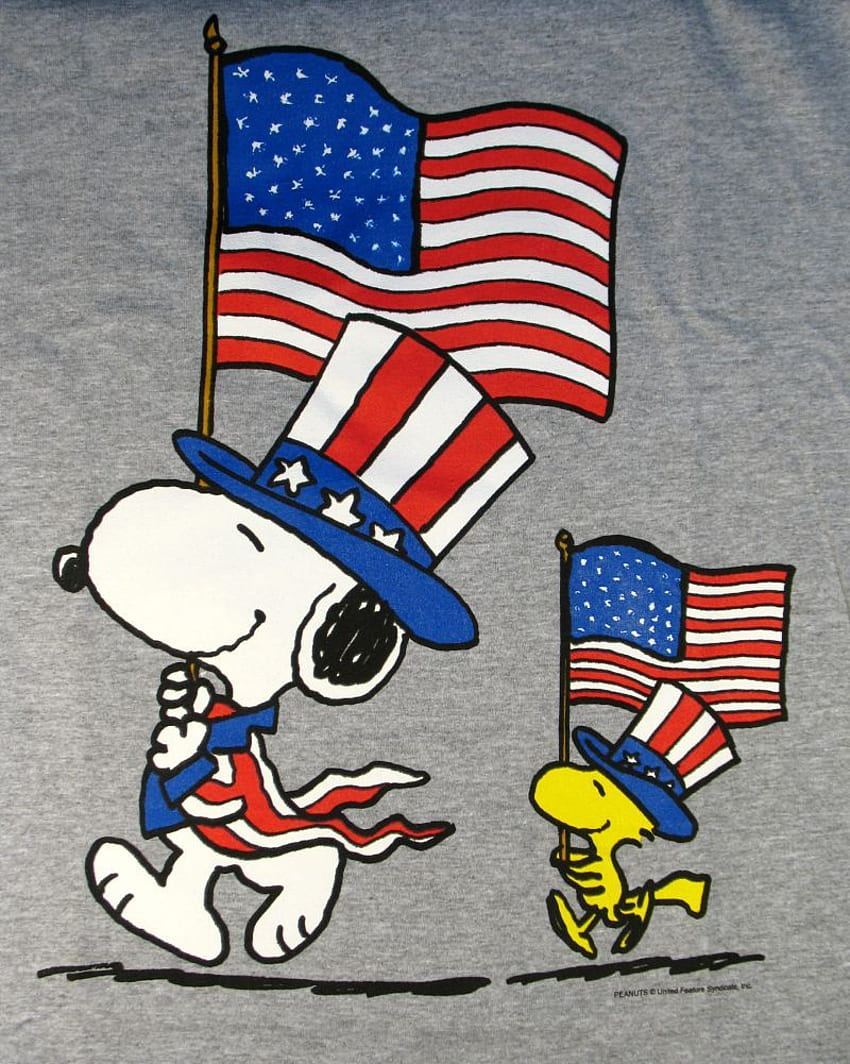 Snoopy i Woodstock 4 lipca. 04 lipca. 4 lipca!, Vintage Patriotyczny 4 lipca Tapeta na telefon HD