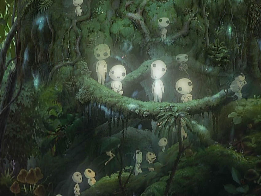 kodama, spiriti degli alberi giapponesi (dalla principessa mononoke). Studio Sfondo HD