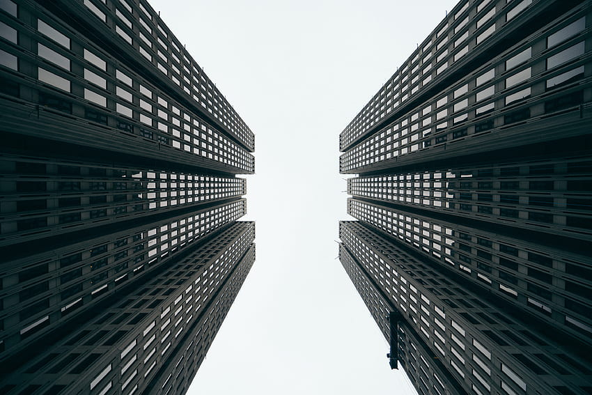 건물, 미니멀리즘, 고층 빌딩, 밑의 보기 HD 월페이퍼