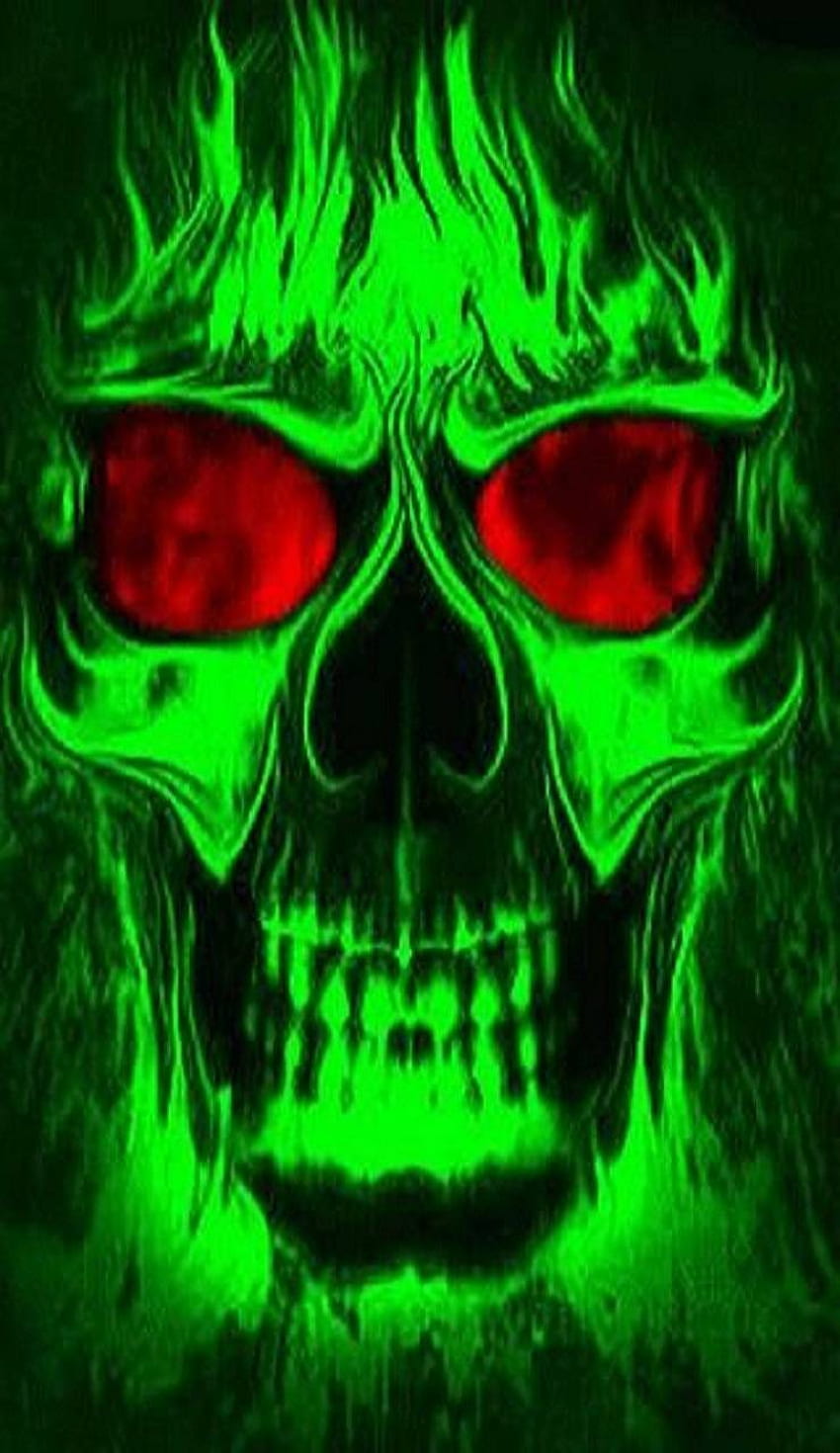 neon skull, Green Flaming Skull HD phone wallpaper