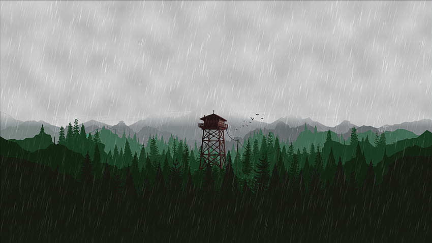 Firewatch Giorno di pioggia, Giorno di pioggia Arte Sfondo HD