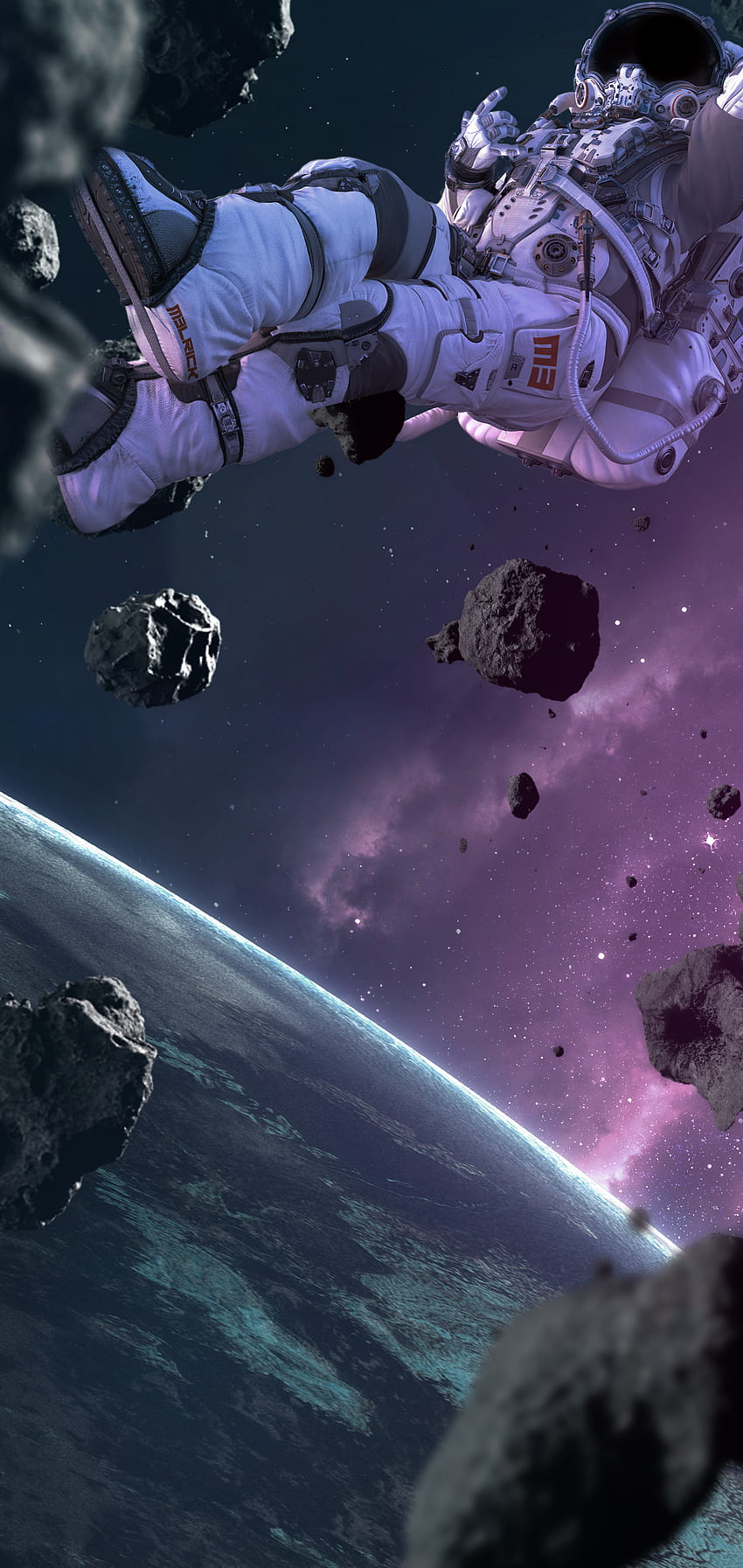 Flutuando no espaço Galaxy S10 Hole Punch, astronauta flutuando no espaço Papel de parede de celular HD
