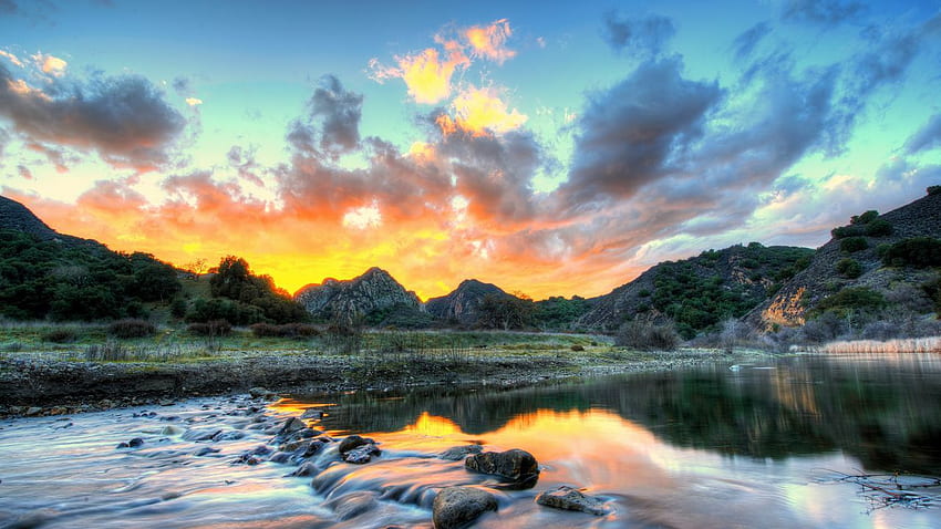 landscape, usa, river, sky, Malibu California HD wallpaper
