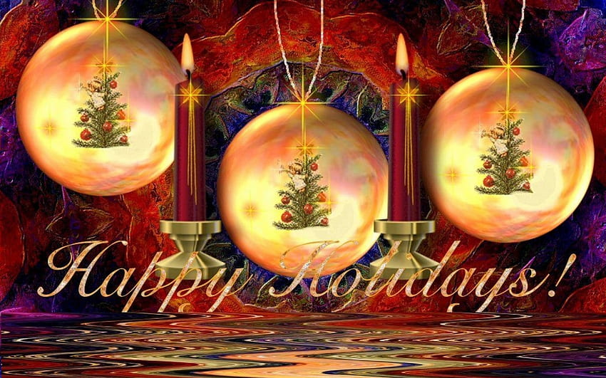 Happy holidays, happy, christmas, santa, baubles HD wallpaper