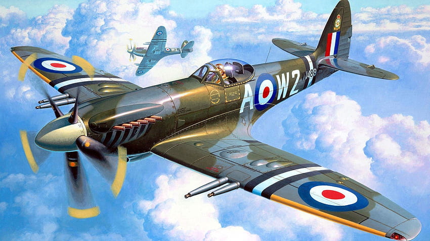 Supermarine Spitfire Mk 9 삽화, 삽화, Spitfire, Supermarine Spitfire Mk 9, 미술, World War Two Aircraft HD 월페이퍼
