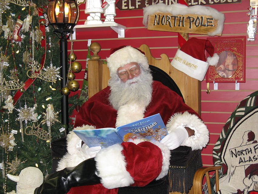 Santa reading Christmas childerns book, holidays, xmas, christmas, santa HD wallpaper