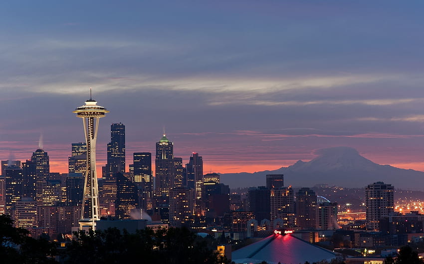 Sunrise, Seattle, Washington, Seattle Mountains HD wallpaper