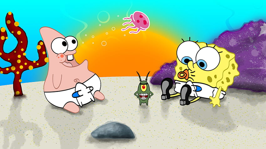 SpongeBob Kanciastoporty i Patrick Star Baby. Tapeta HD
