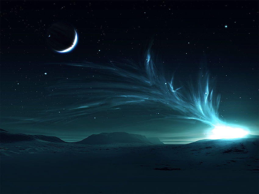 Northern Lights, Moon and Aurora Borealis HD wallpaper