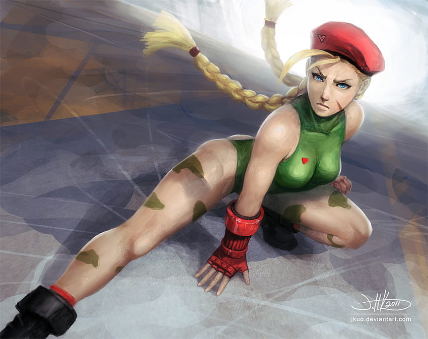 Cammy White, games, blue eyes, girl, gloves, long hair, lone, anime, cammy, video games, street fighter, blonde hair, boots, beret, female HD wallpaper