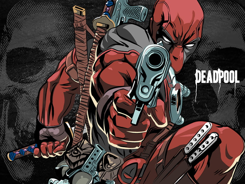 Deadpool's Awesome หัวกระโหลก เดดพูล ทหารรับจ้าง มาร์เวล เวด วิลสัน วอลล์เปเปอร์ HD