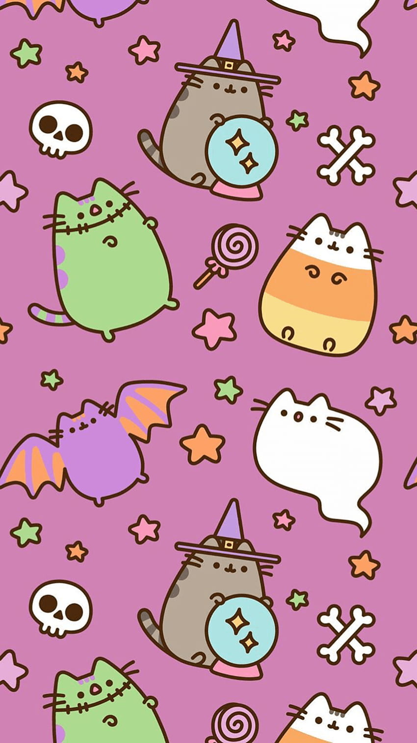 Pusheen Cat Halloween, Cute Pusheen Cat HD phone wallpaper