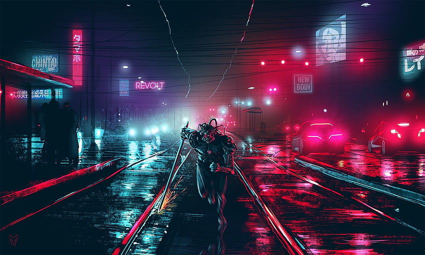 Dark Cyberpunk, Cityscape, Cyberpunk, Night, Dark, Lights, Cyber Pink HD wallpaper