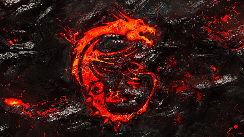 MSI Dragon Logo Burning Lava Background . MSi papel de parede HD