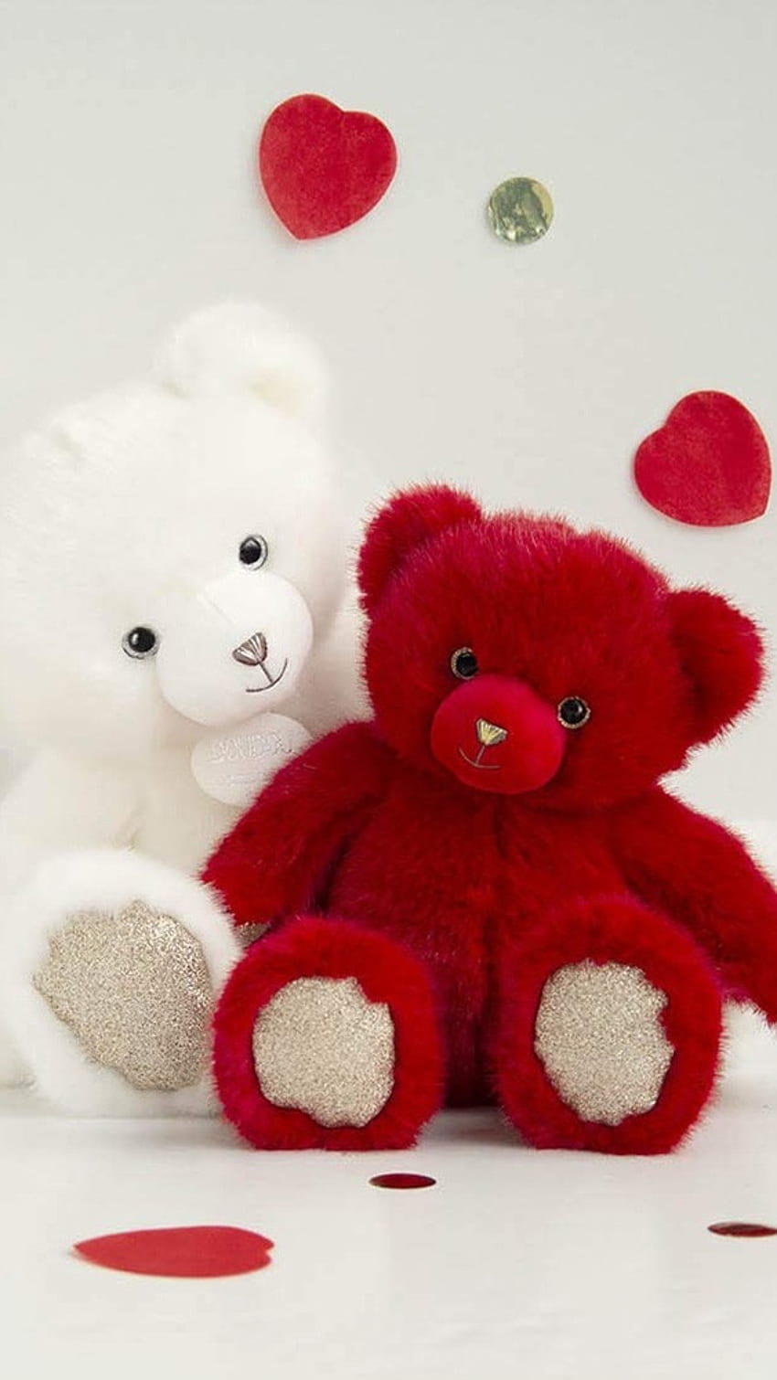 Teddy Bear Amor, Vermelho E Branco, Ursinho De Pelúcia Papel de parede de celular HD