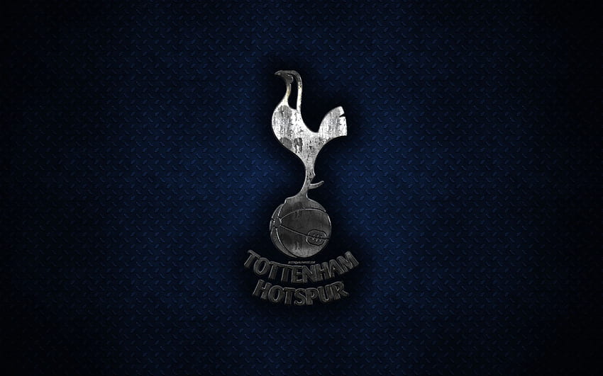 Descargar fondos de pantalla El Tottenham Hotspur FC, , logo de metal, creativo, arte, club de fÃºtbol inglÃ©s, la Premier League, con el emblema de metal de color azul de fondo, el HD wallpaper