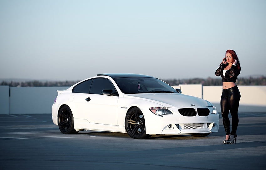 white, girl, bmw, BMW, coupe, girl, white, e63, sports for , section девушки HD wallpaper