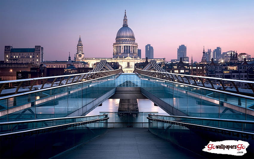 Idź dalej. Katedra Świętego Pawła w Londynie, Millennium Bridge Londyn, Katedra Świętego Pawła, Paryż Skyline Tapeta HD