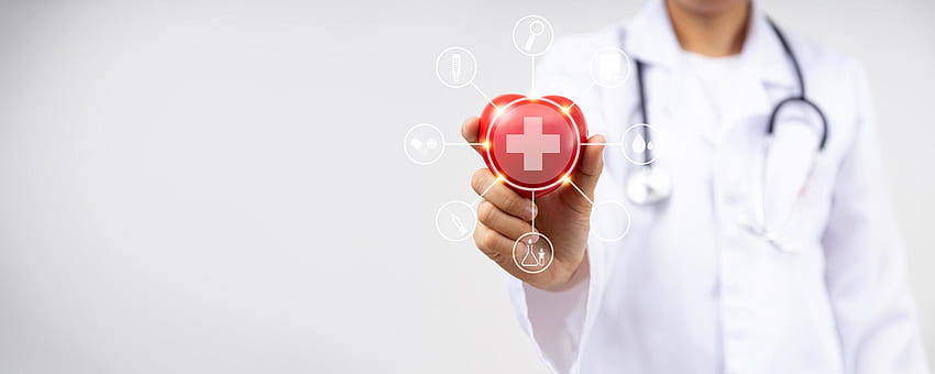 Tutup tangan seorang dokter yang memegang hati merah untuk penyakit jantung, konsep layanan asuransi kesehatan 2547874 Stok di Vecteezy, Asuransi Kesehatan Wallpaper HD