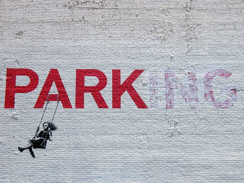 グラフィティ バンクシー パークイング ステンシル ガール 高画質の壁紙