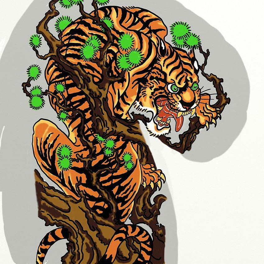 TIGRE JAPONÉS, arte japonés del tigre fondo de pantalla del teléfono