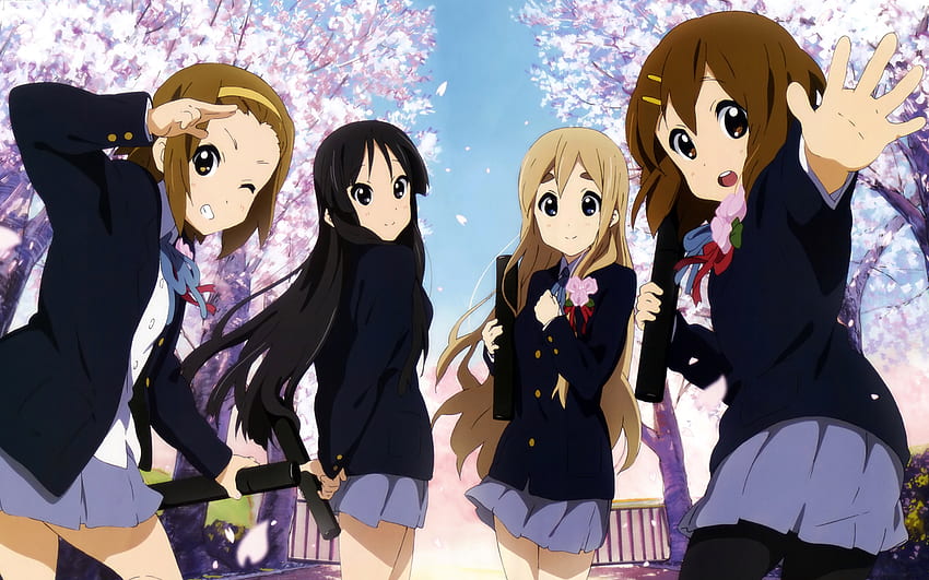 K-ON, kon, spring, anime, sakura, cherry blossom, girls, manga, keion HD wallpaper