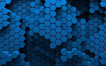 Blue hexagons 3d art HD wallpapers | Pxfuel