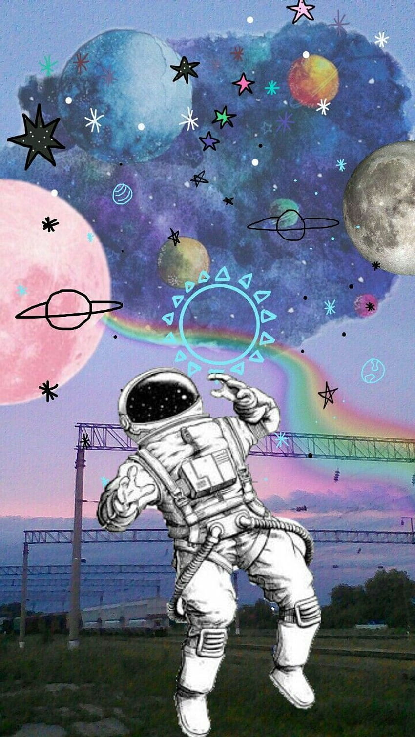 iphone Astronauta, Dibujos animados, Espacio exterior, Ilustración, Astronauta estético fondo de pantalla del teléfono