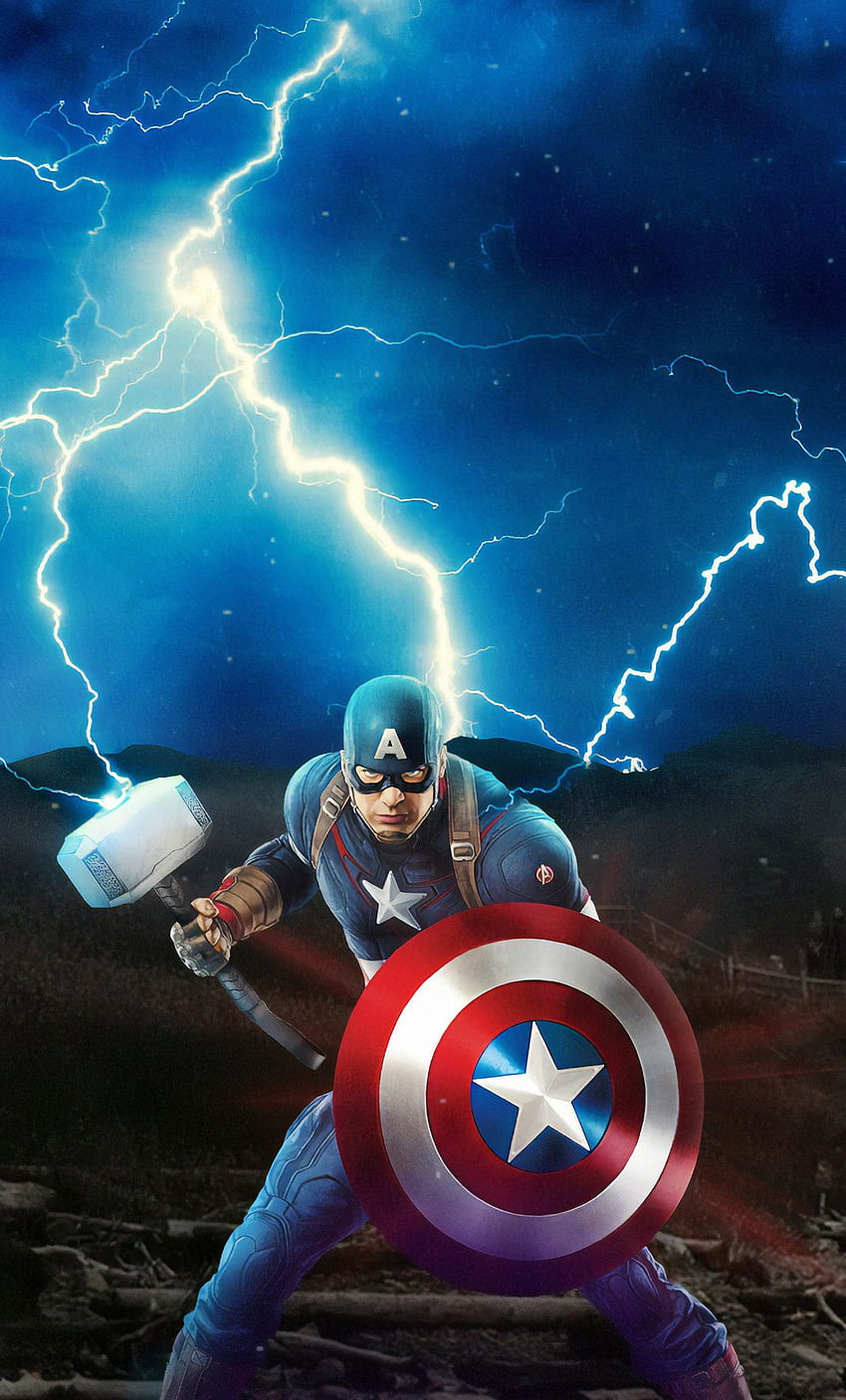 Captain America Hammer Mjolnir Lightning HD 4K Wallpaper 62727