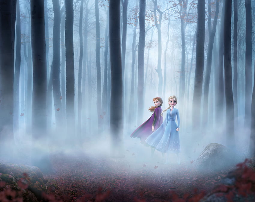 Frozen 2 , Anna, Elsa, Enchanted Forest, , , Movies, Dark Forest HD wallpaper