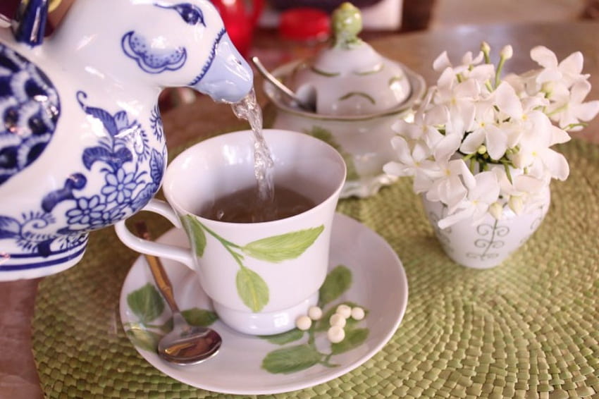 Zeit für Tee, Stillleben, Teetasse, Tee, abstrakt, Teekanne HD-Hintergrundbild