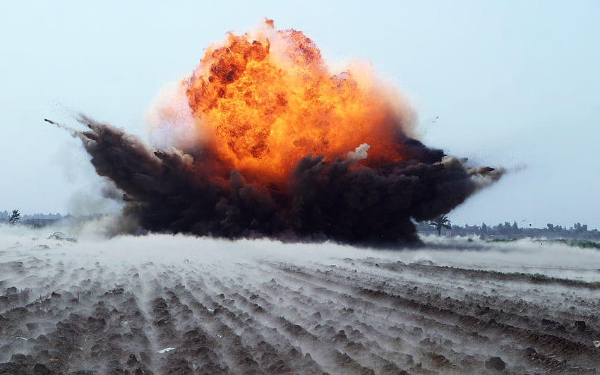 Agricultural Land bombing bomb explosion destruction war fire smoke HD wallpaper