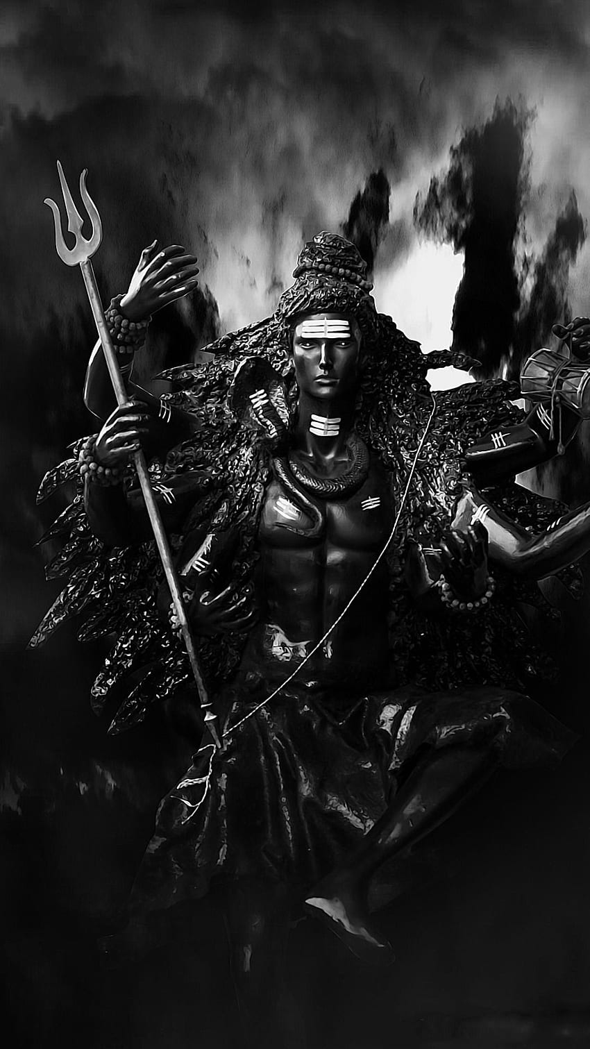 Lord Shiva en vivo, en blanco y negro, Lord Shiva fondo de pantalla del teléfono