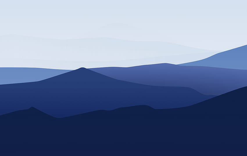 Montañas, Azul, , Minimal fondo de pantalla