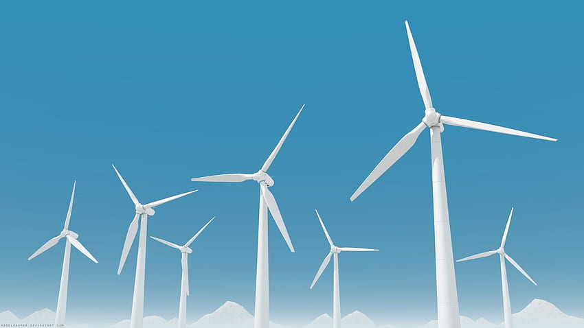 Windräder . Wind, Windkraftanlage, Animationshintergrund, Windkraftanlage HD-Hintergrundbild