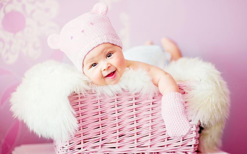 Cuteness overload :O, Baby, Laughing, Pink, Cute HD wallpaper