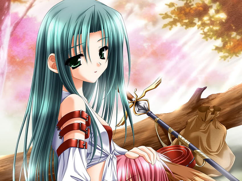 Anime Girl, mago, magia, bastone, bosco, anime, ragazza, albero Sfondo HD