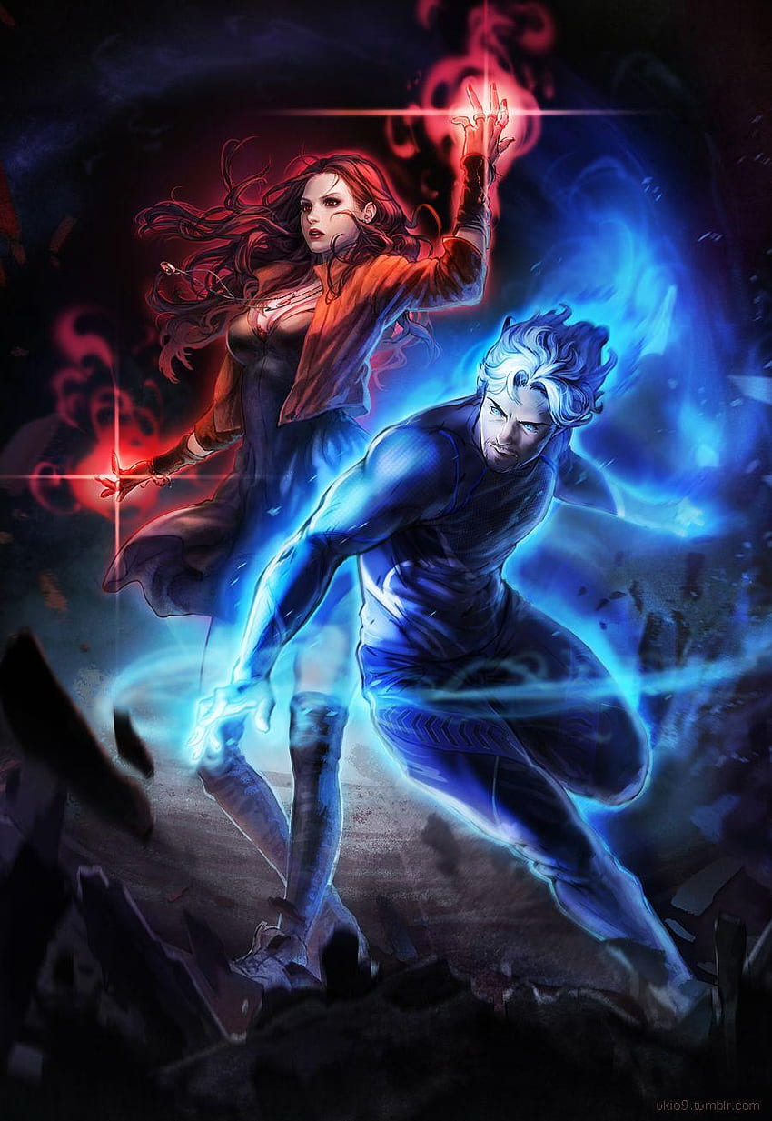 Scarlet Witch และ Quicksilver การ์ตูน Scarlet Witch วอลล์เปเปอร์โทรศัพท์ HD