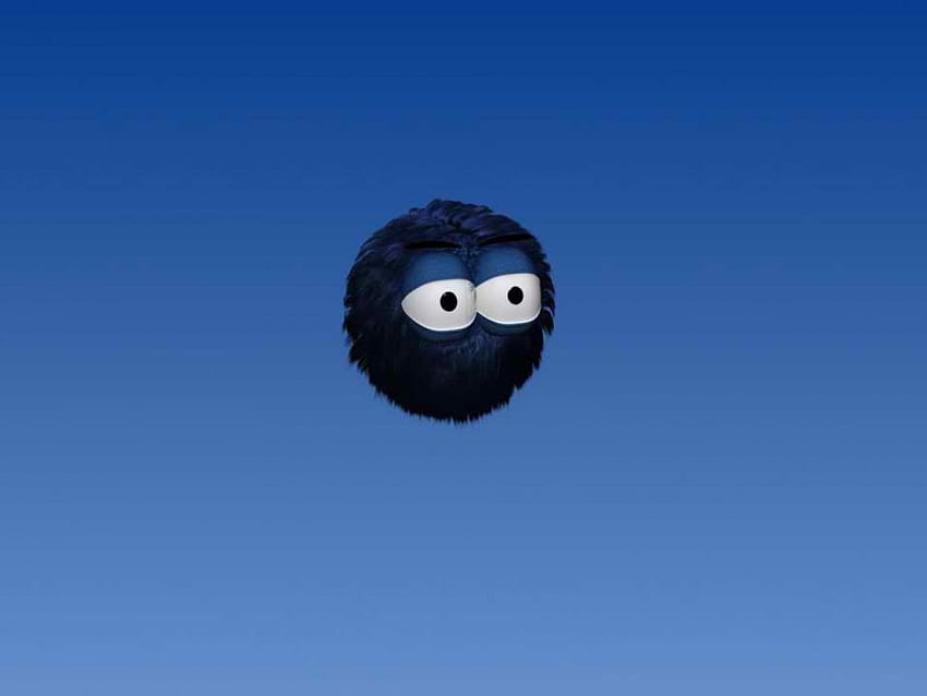 Blue Fuzzy, dark blue, round, thing, fuzzy, eyes HD wallpaper