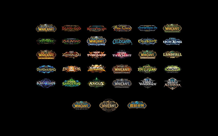 All patches & extensions logos : wow, World of Warcraft Logo HD wallpaper