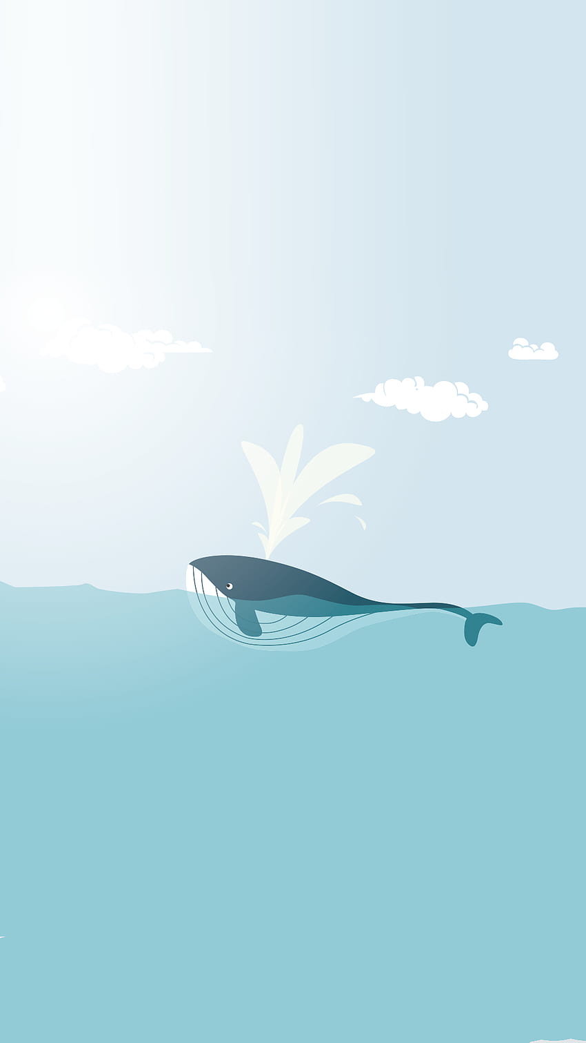iPhone . Небе, вода, илюстрация, кит, морски бозайник, море, минималистично море HD тапет за телефон