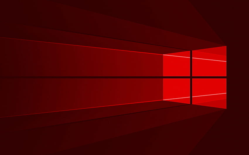 Windows 10 の赤いロゴ、最小限、OS、赤 高画質の壁紙