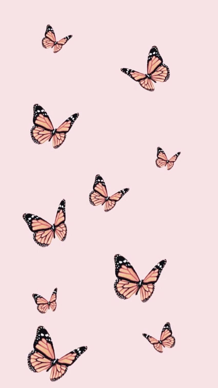 iPhone Rose Gold Aesthetic Tumblr iPhone Rose Gold Butterfly . Papel de parede bonito para iphone, de iphone rosa, pastel, Rose Gold Butterflies HD phone wallpaper