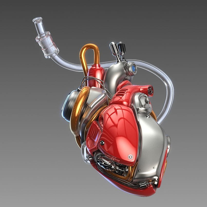Rotes Herz. Anatomische Herzkunst, Herzkunst, Herztätowierung, Roboterherz HD-Handy-Hintergrundbild