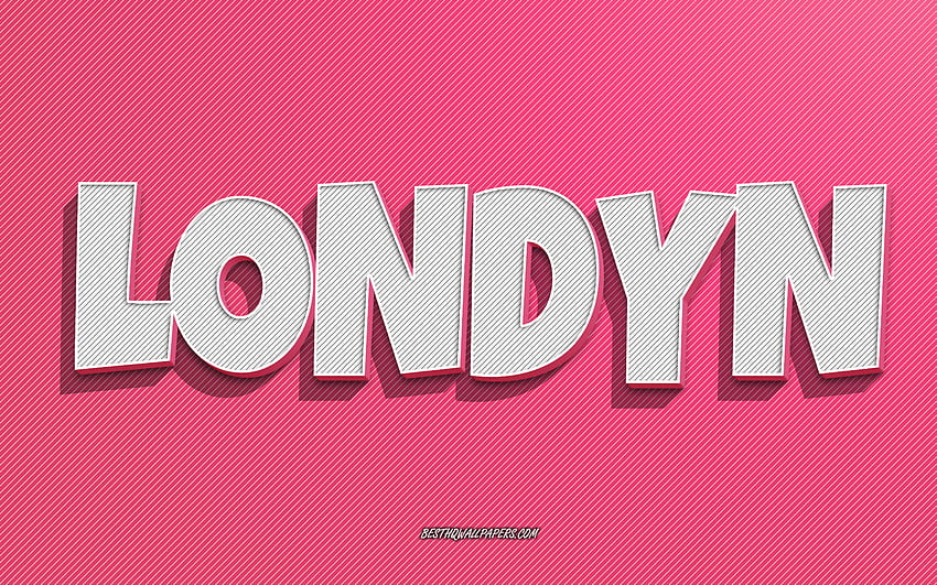 Londyn, pink lines background, with names, Londyn name, female names, Londyn greeting card, line art, with Londyn name HD wallpaper