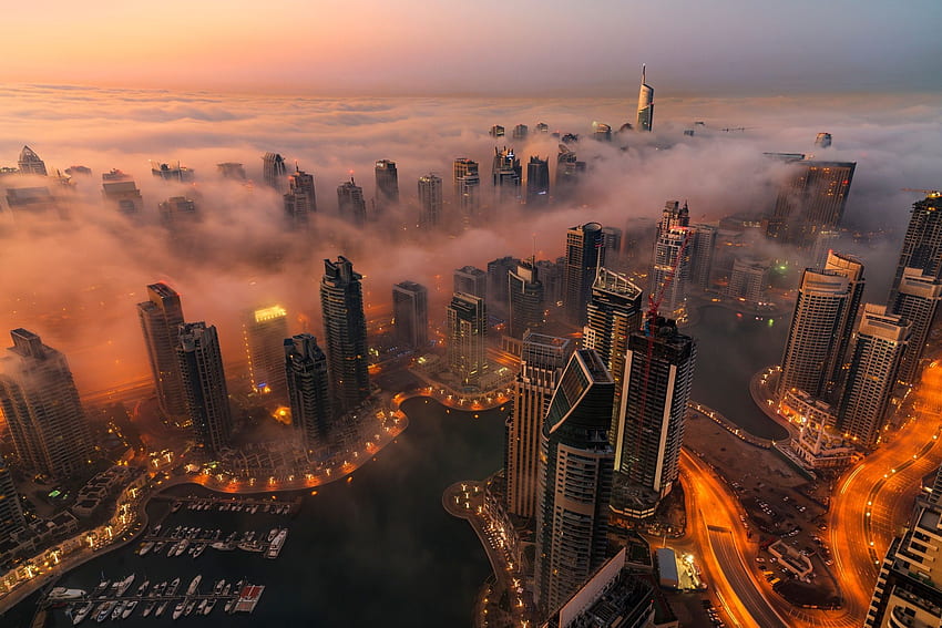 Dubaj, świat, , tło i Dubaj, mgła Tapeta HD