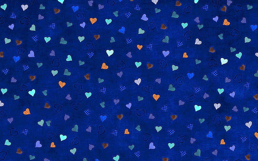 heart, Digital art, Pattern, Blue background, Minimalism, Checkered / and Mobile & HD wallpaper